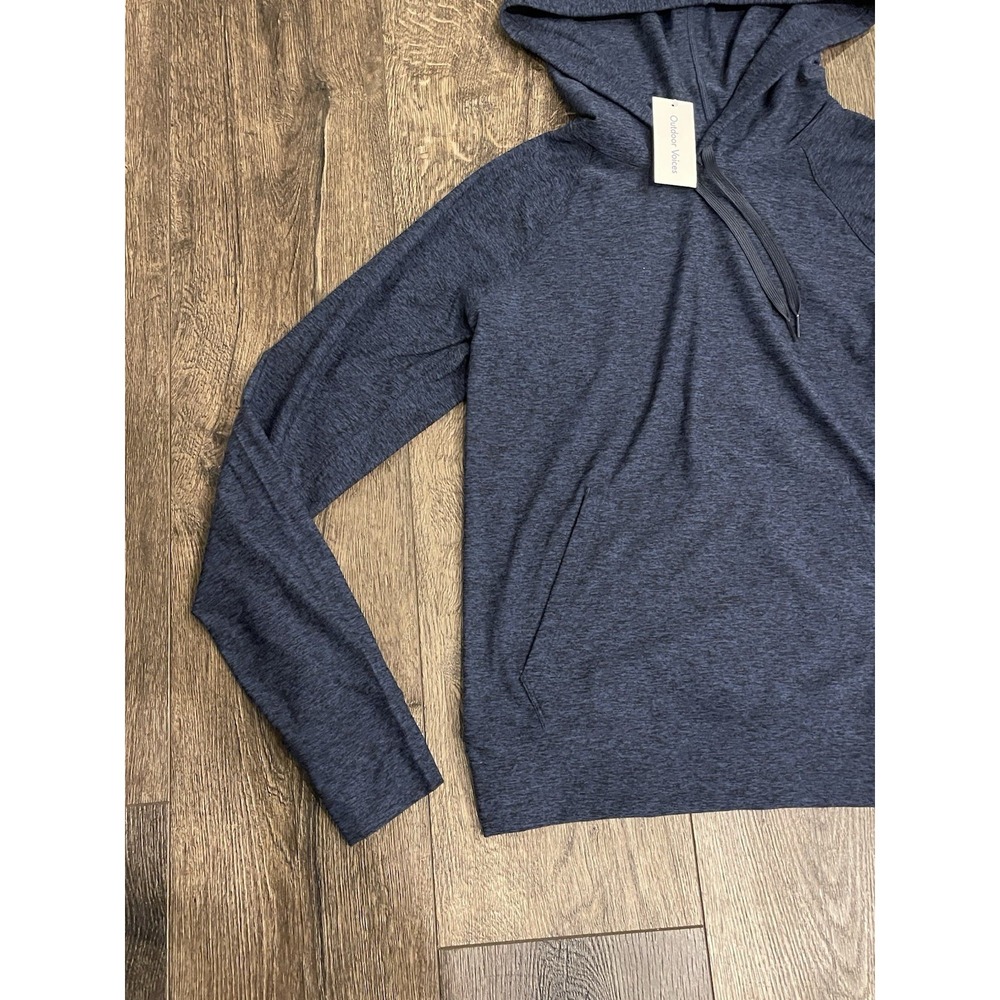 Outdoor Voices Cloudknit Hoodie Men's Large Navy Blue Long Sleeve Unisex Stretch - Picture 3 of 10